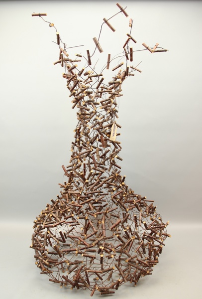 Golvskulptur, trä/metall, Hultens.