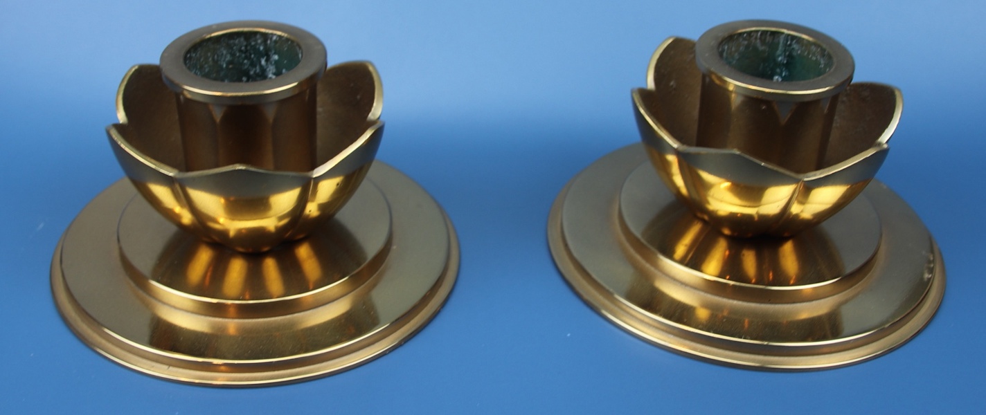 Ljusstakar, 1 par, malm, Ohlsson klockgjuteri, Ystad.