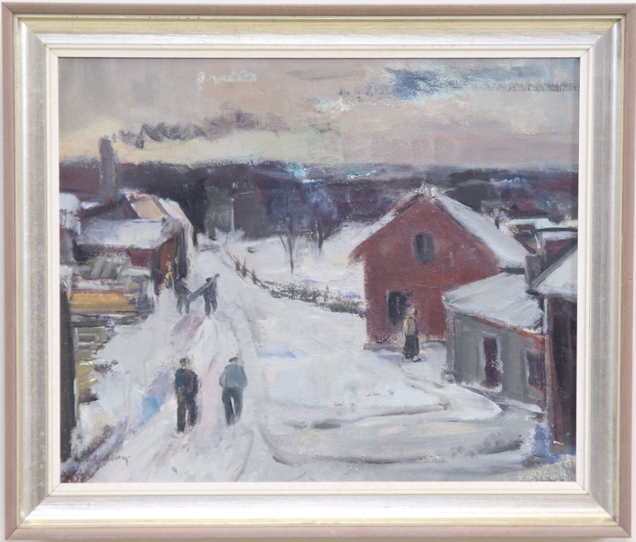 Hugo Carlberg, "Sågverket" olja på duk, signerad.