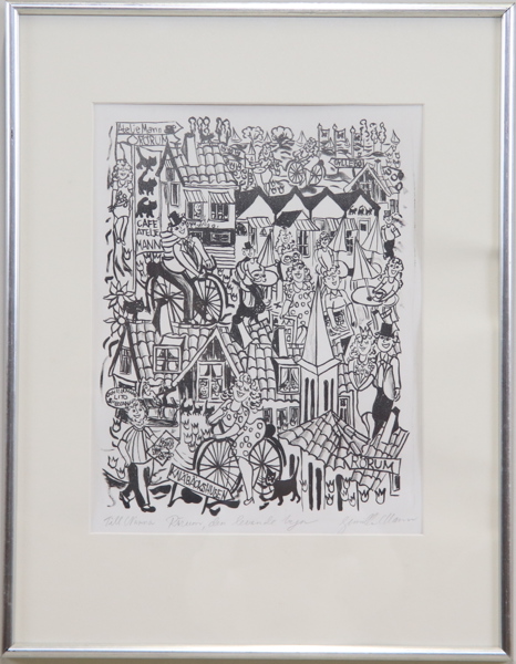 Gunilla Mann, "Rörum, den levande byn", litografi, signerad.