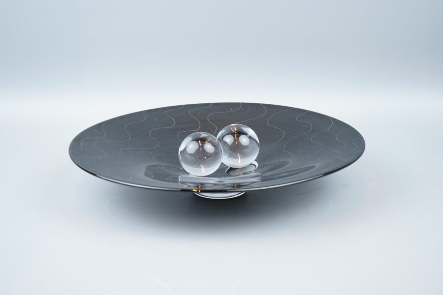 Anna Ehrner, fat med 2 kulor, glas, Kosta Boda, signerad.