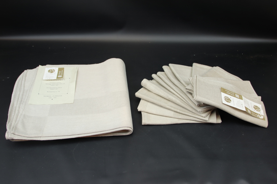 Duk och servetter, 1+12, linne, "Nobel Jubilee", Klässbols Linneväveri.
