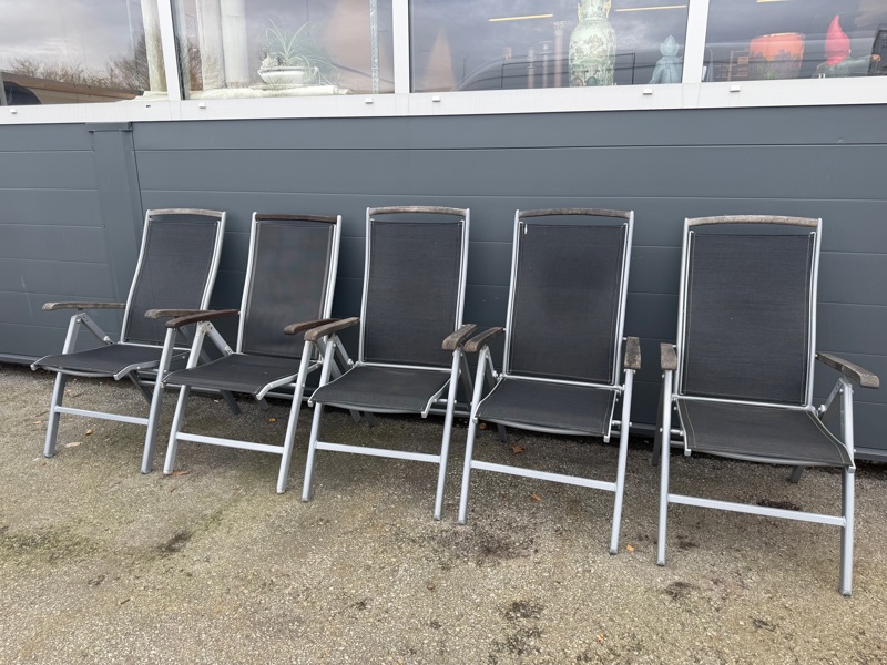 Trädgårdsstolar, 5 st, ställbara, hopfällbara.