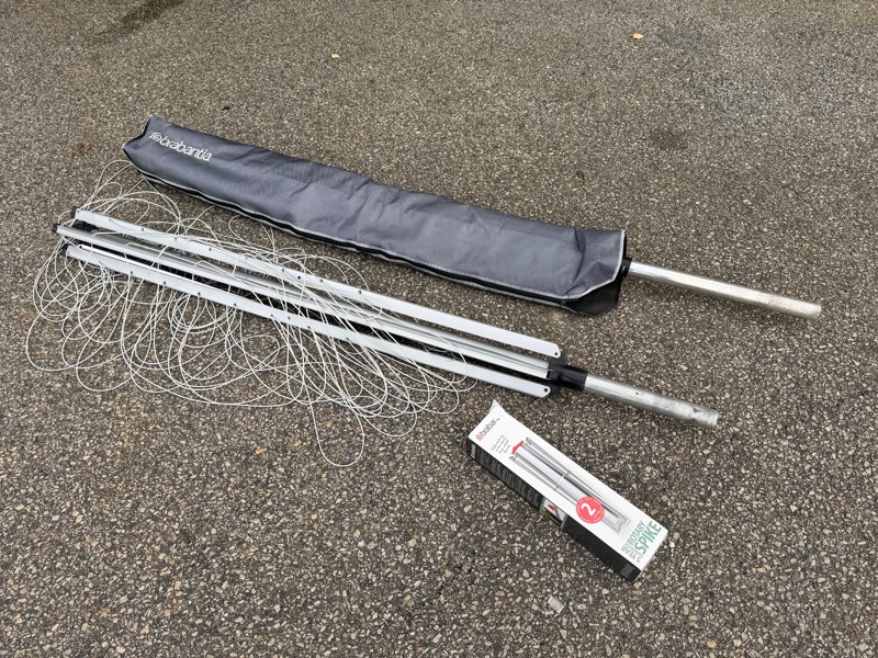 Torkställ, 2 st, samt jordspik, roterande, Brabantia.