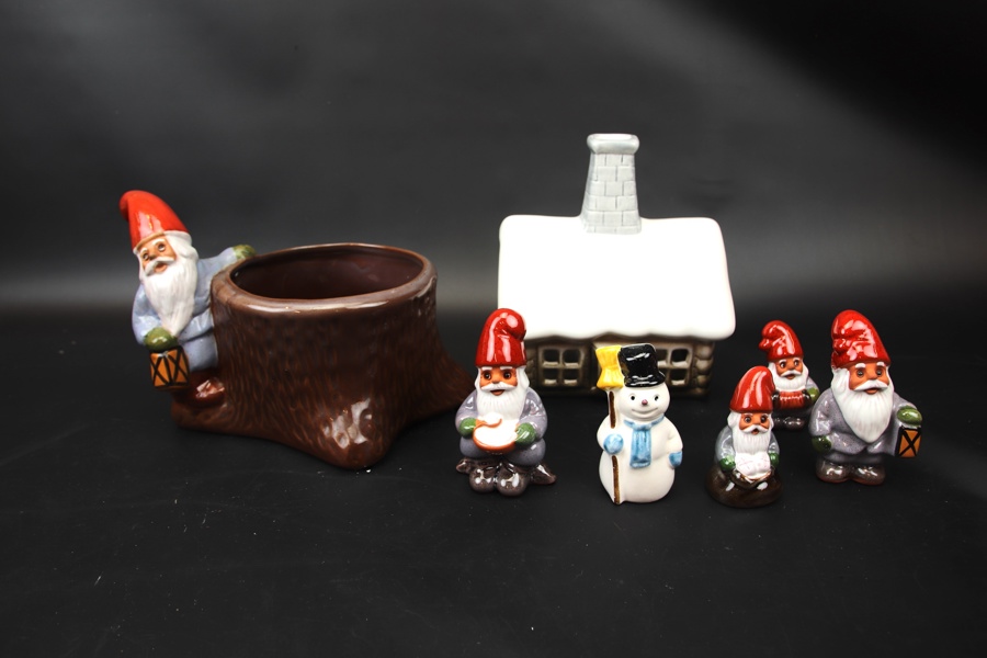 Ytterfoder och ljuslykta m.m, 7 delar, keramik, Rolf Berg.