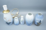 Bordslampa och vaser, 5 delar, porslin, Bing & Gröndahl.