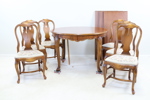 Bord med 6 stolar, mahogny, rokokostil, 1900-talets senare del.