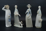 Figuriner, 4 st, porslin, bl.a Lladro och Nao.