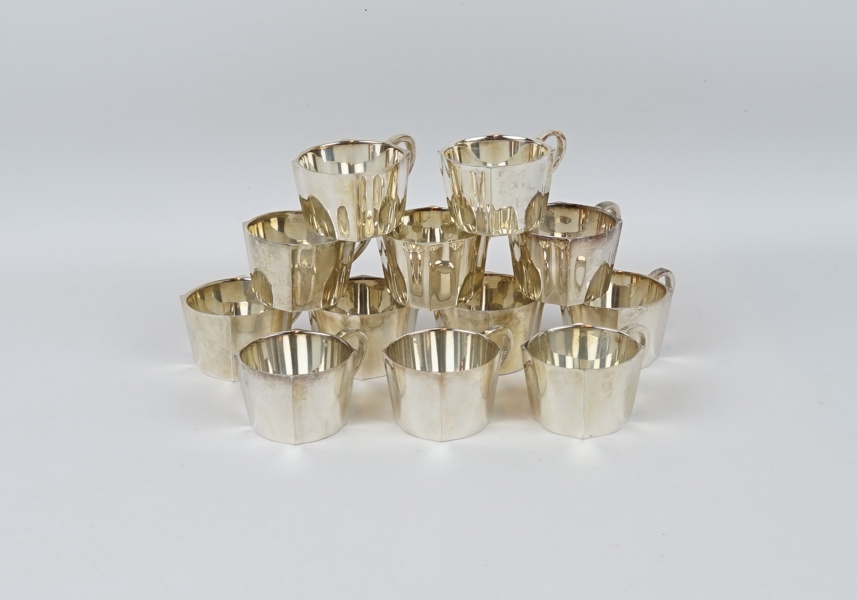 Punschmuggar, 12 st, nysilver, Sigvard Bernadotte, Gense.