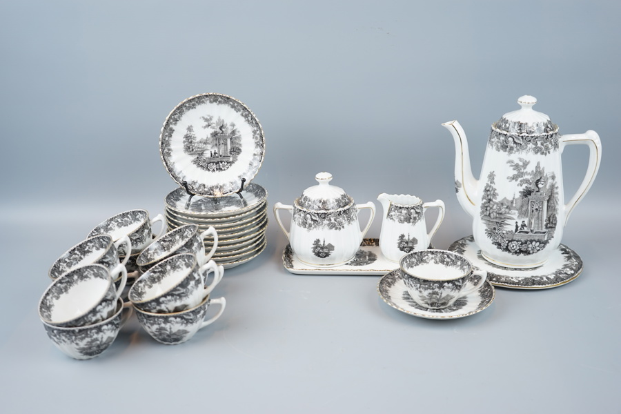 Kaffeservis, 16 delar, porslin, "Alt England", Rosslau.