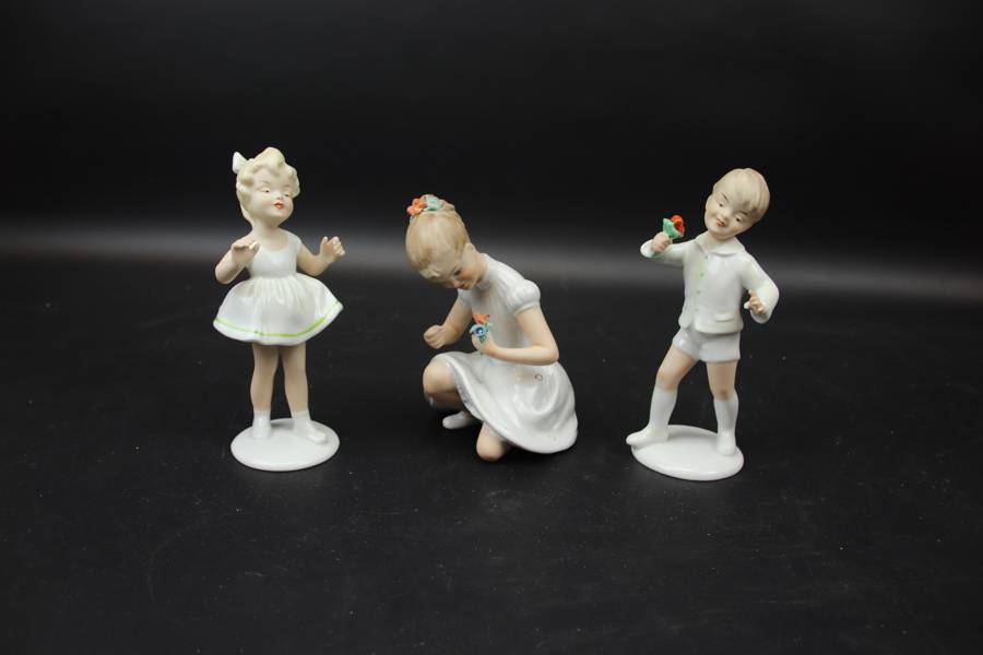 Figuriner, 3 st, porslin, Wallendorf.