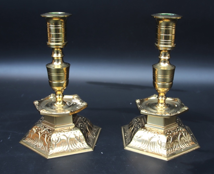 Ljusstakar, ett par, malm, Ystad Metall.