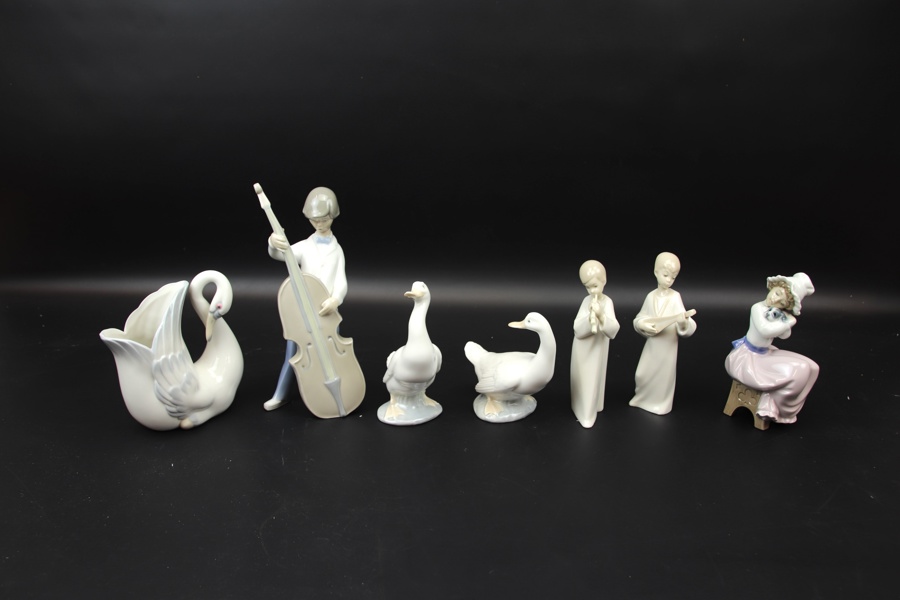 Figuriner, 7 st, porslin, bl. a NAO, Spanien.