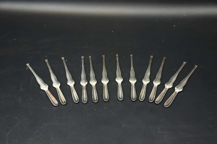 Hummergafflar, 12 st, nysilver, Haga.