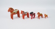 Dalahästar, 4 st, trä, 1900-tal.