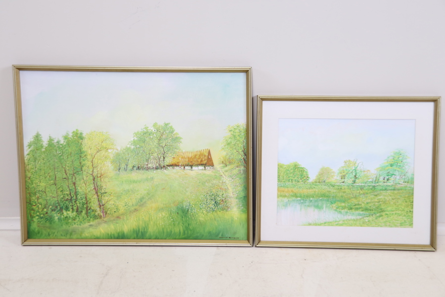 Sigvard Ranelid, 2 st, olja, signerad, samt blandteknik, osignerad.