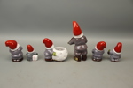 Rolf Berg, tomtar m.m, 6 delar, keramik.