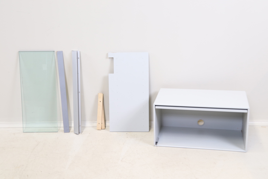 Delar till hyllsystem, trä/glas/metall, "Montana".