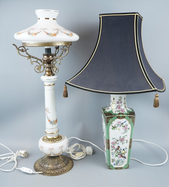 Bordslampor, 2 st, glas/metall/porslin.