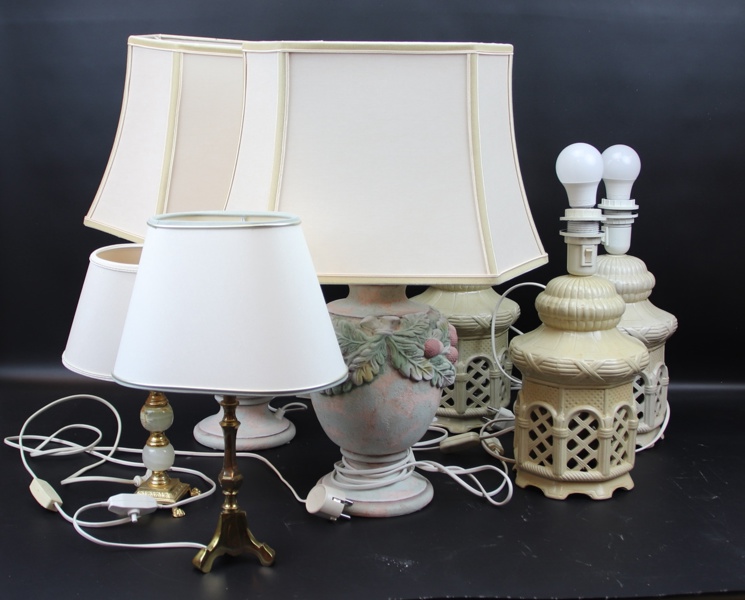 Bordslampor, 7 st, bl. a keramik/metall.