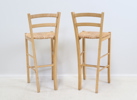 Barstolar, ett par, trä, flätade sitsar.
