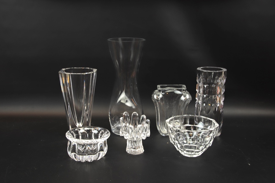 Vaser m.m, 7 delar, glas, bl.a Simon Gate, Orrefors.