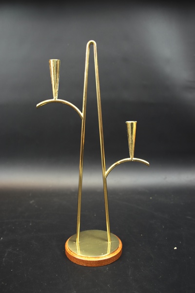 Gunnar Ander, ljusstake, mässing/teak, Ystad Metall.