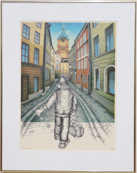 Vladimir Beck, "Invandraren", litografi EA, signerad.