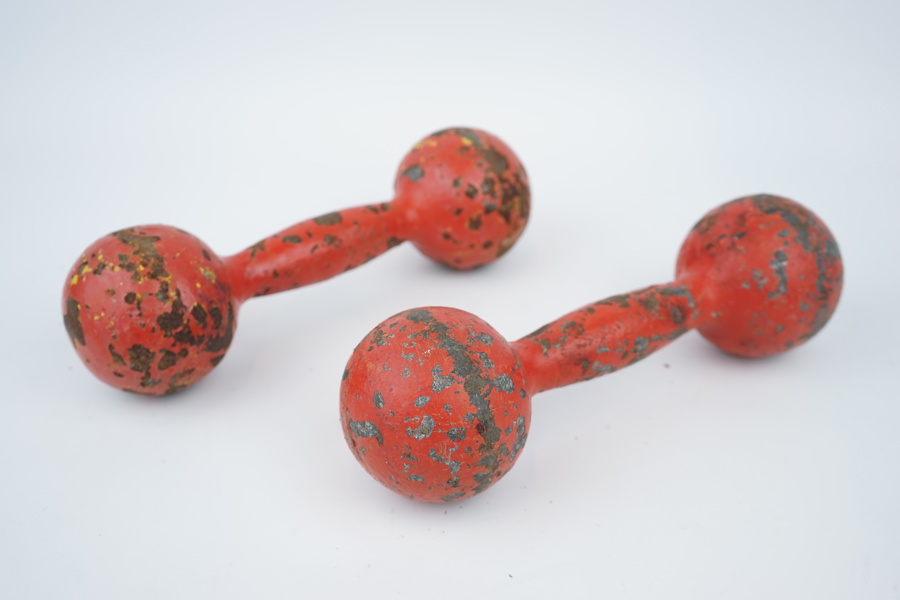 Hantlar, ett par, järn, 1900-tal.