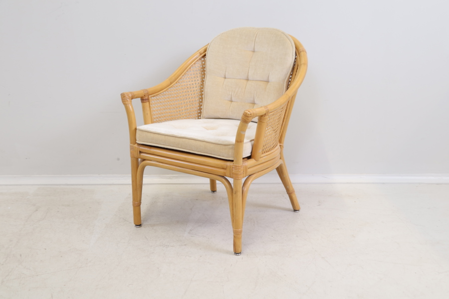 Fåtölj, bambu/rotting/textil.