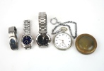 Armbandsur och fickur, 4 st, bl.a Certina.