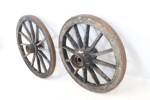 Vagnshjul, 2 st, trä/smide.