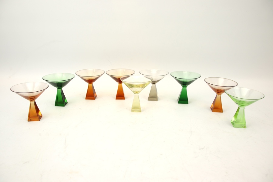 Likörglas, 9 st, glas, Trelleborgs glasbruk, 1950-tal.