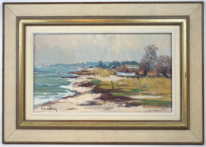 Karl Lundborg, ''Motiv från Gislövs strand'', olja på duk, signerad, 1968.