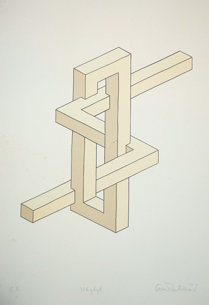 Oscar Reutersvärd, ''326 gkgk'', litografi E.A, signerad.