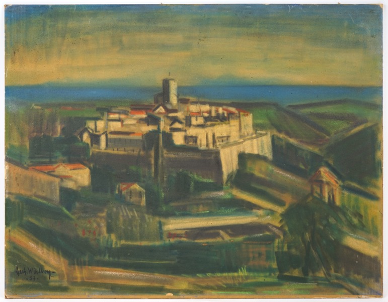 Gerhard Wihlborg, ''St. Paul, Frankrike'', pastell, signerad, 1957.