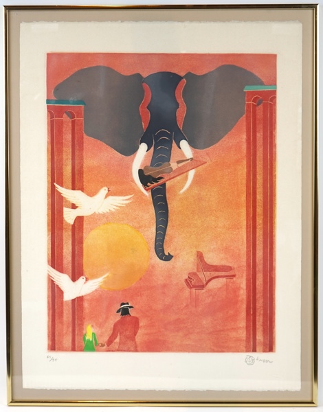 Henry Unger, litografi nr 65/95, signerad.