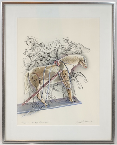 Janeric Johansson, ''Att hoppa eller hoppas'', litografi nr 54/225, signerad.