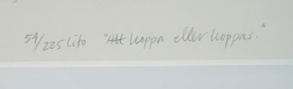 Janeric Johansson, ''Att hoppa eller hoppas'', litografi nr 54/225, signerad.