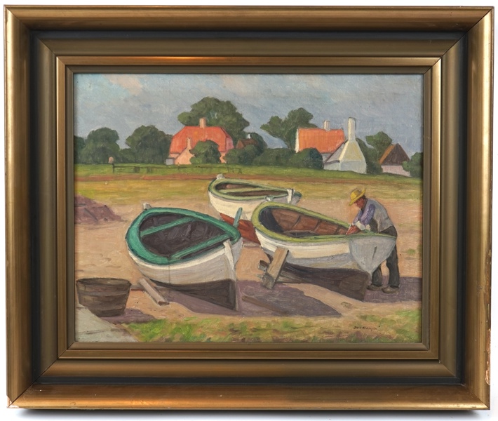 Axel Hansen, Bornholm, olja på duk, signerad.