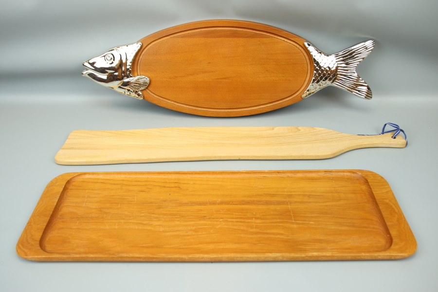 Laxbräda m.m, 3 delar, trä/metall, bl.a BMF.