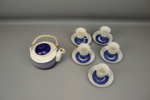 Tekanna "kobolt", Karin Björquist, och kaffekoppar, 6 delar, porslin, "Mobile", Olle Alberius, Rörstrand.