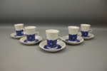 Tekanna "kobolt", Karin Björquist, och kaffekoppar, 6 delar, porslin, "Mobile", Olle Alberius, Rörstrand.