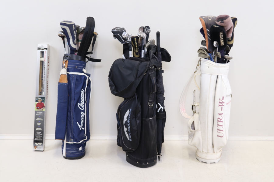 Golfklubbor, golfbagar m.m, ett parti, bl.a Callaway och King Cobra.