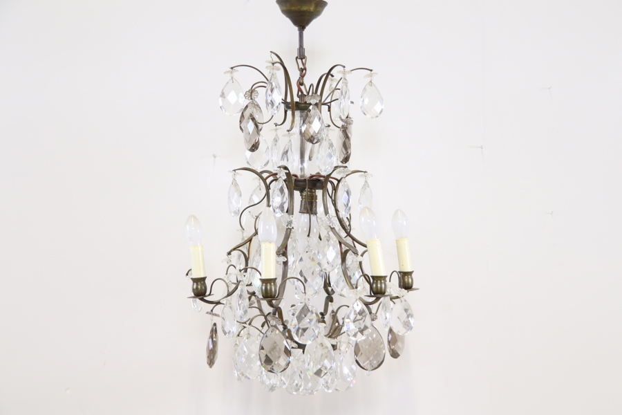 Takkrona, 9 ljuspunkter, glas/metall, barockstil, 1900-tal.