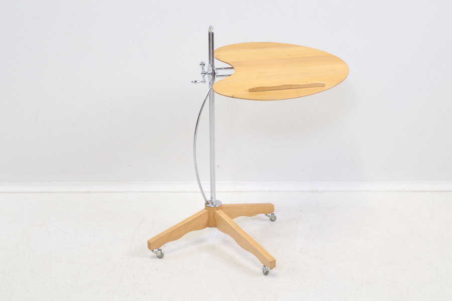 Dan Ihreborn, läsbord på hjultrissor, bok/krom, Move Möbler, 1900/2000-tal.