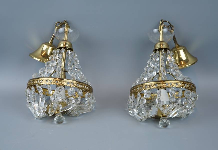 Taklampor, 2 st, metall/glas.