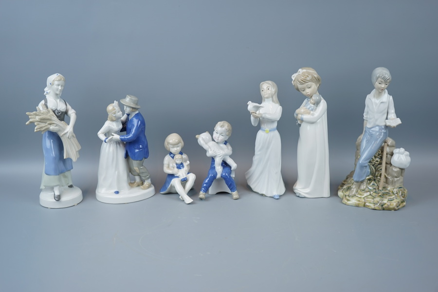 Figuriner, 7 st, porslin, bl.a Tengra.