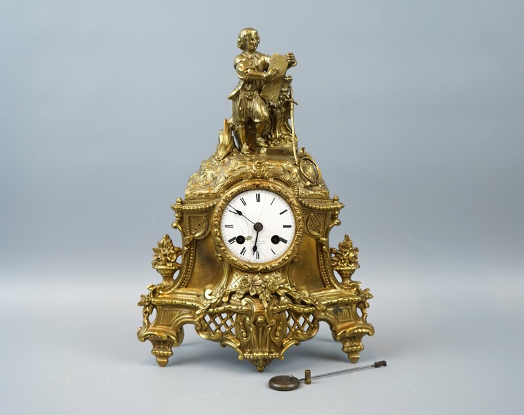 Bordspendyl, mässing, Paris,  1800-talets andra hälft.