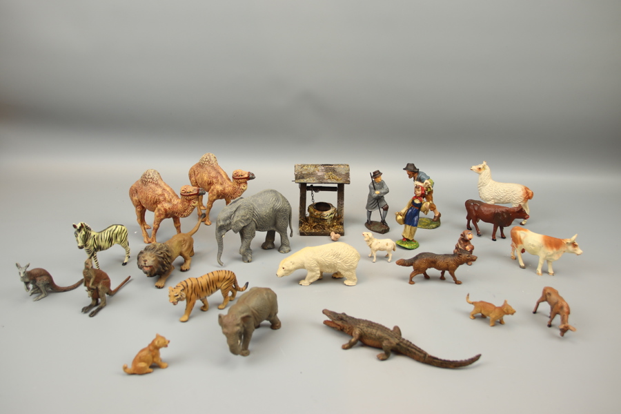 Figurer, 24 delar, Elastolin Lineol, 1950-tal.